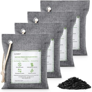 CLEVAST Bamboo Charcoal Air Purifying Bags (Large, 4×200g), Removes Odors and Moisture, Nature Fresh Air Purifier Bags - 1 of 4