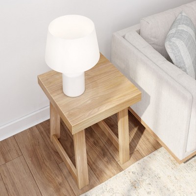 Blonde Wirebrush Solid Pine Wood Square Side Table