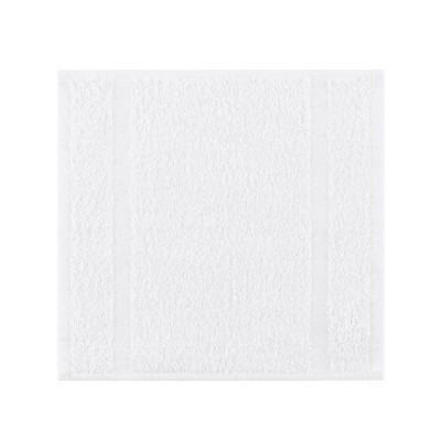 White Cotton Polyester Blend Dobby Washcloth Set, 12" x 12"