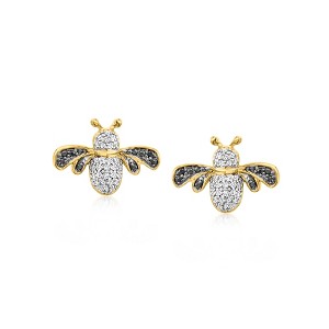 Ross-Simons 0.15 ct. t.w. Black and White Diamond Bumblebee Earrings in 18kt Gold Over Sterling - 1 of 3
