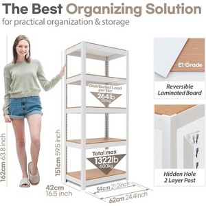 5 Tier 24.1" W Laminated Metal Shelving Unit Adjustable Storage Utility Rack Heavy Duty Shelves - 1 of 4