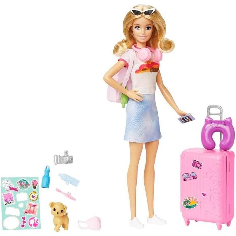 Barbie Doll and Accessories, 'Malibu' Travel Set with Puppy and 10+ Pieces Including Working Suitcase, 3 of 8