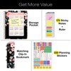 HARDCOVER 2026 Planner, 8.5"x11": 14 Months (Nov 2025-Dec 2026), Daily/Weekly/Monthly,  Bookmark, Pocket Folder w Sticky Notes (Black Floral Pink) - 2 of 4