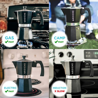 Milano 3-Cup Black Anodized Aluminum Stovetop Espresso Maker