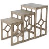 Royal Hampton Geometric Frame 3 Piece Nesting Accent Table Set, Solid Mahogany Wood, Distressed Pebble - 3 of 4