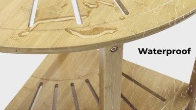 Natural Bamboo Corner Shower Stool with Shelf