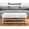 HomeRoots 47" White Silver And Clear Wood Acrylic And Steel Coffee Table - 2 of 4