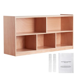 VEVOR Cubby Mobile Tray Storage Cabinet, 5-Compartment Cubby Storage Shelf, Cubby Storage Cabinet 2-shelf, Classroom Cubbies, Natural - 1 of 4