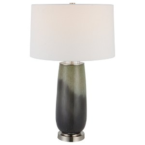 Uttermost Campa Table Lamp – 28"H Gray-Blue Ombre Glass with Crystal Accents and White Hardback Shade - 1 of 4