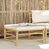 vidaXL - Cream White Cushioned Patio Footrest Made of Bamboo, Lightweight Outdoor Furniture, Perfect for Gardens, Terraces, and Patios. - 2 of 4