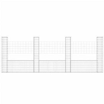VidaXL Silver Iron U-Shape Gabion Basket with 4 Posts