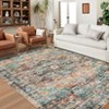 Washable Area Rug, Vintage Indoor Large Floor Cover, Retro Accent Mat, Non-Slip Thin Carpet for Living Room, Bedroom, Kitchen, Office Green-Brown - 2 of 4