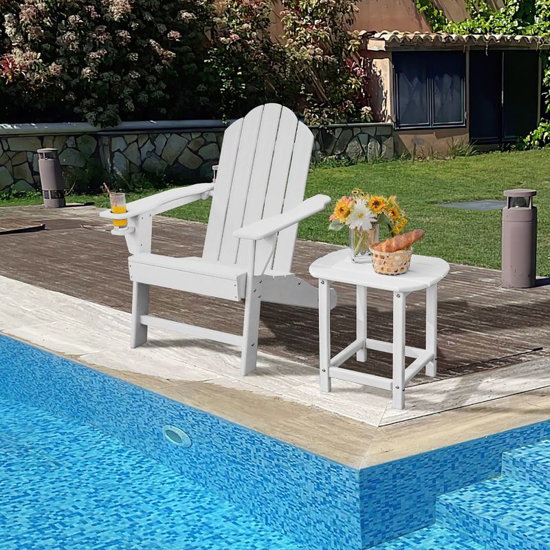 Costway Patio Adirondack Chair Weather Resistant Garden Deck W/Cup Holder White\Black\Grey\Turquoise, 2 of 8