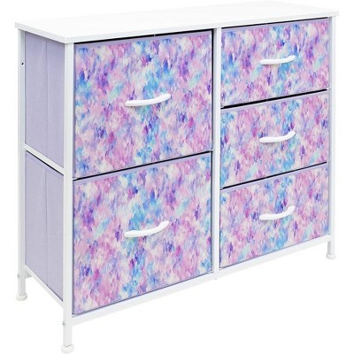 Sorbus  Dresser with 5 Drawers - Storage Chest Organizer with Steel Frame, Wood Top, Handles, Fabric Bins