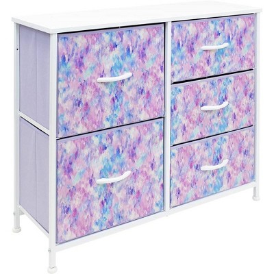 Sorbus 5 Drawer Storage Cube Dresser - Tie-Dye Purple