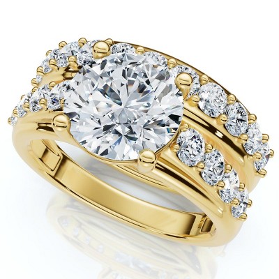 Pompeii3 Certified 2 1/2Ct Diamond Engagement Wedding Ring Set 14k Gold Lab Created