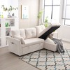 NicBex Velvet Sleeper Sectional Sofa,L-Shaped Couch with Reversible Storage Chaise for Living Room,Apartment,Office,Beige - 2 of 4
