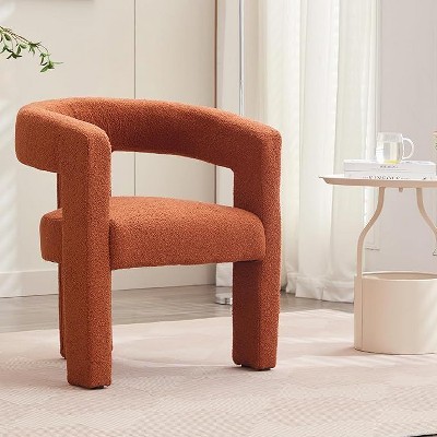 Acekool Contemporary Boucle Chair - Textured Upholstery with Curved Backrest (Multiple Colors)