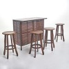5pc Pike Acacia Bar Set Dark Brown/Metal - Christopher Knight Home - 2 of 4