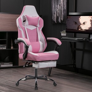 Gaming Chair with Footrest, High Back Gaming Chairs PVC Leather Ergonomic Office Gamer Chair Headrest Lumbar Support Racing Style Video Gaming Chair - 1 of 4