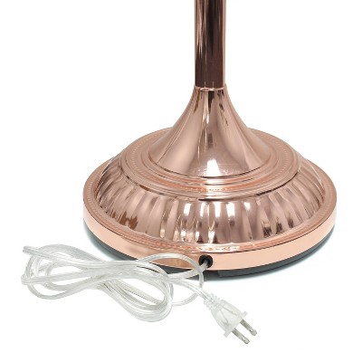 Elegant Rose Gold Torchiere Floor Lamp with Marbleized White Glass