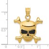 Black Bow Jewelry 14k Yellow Gold Black Enameled Skull and Crossbones Pendant - 4 of 4