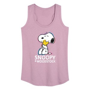 Women's - Peanuts - Snoopy And Woodstock Graphic Racerback Tank - 1 of 4