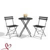 Outdoor 3-Piece Folding Bistro Set Folding Outdoor Patio Furniture Sets 2 Chairs and 1 Table - 2 of 4