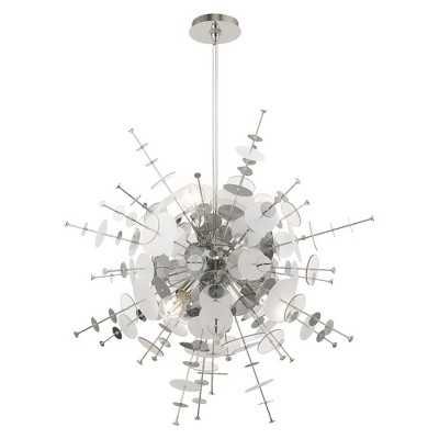 Polished Chrome 6-Light Globe Chandelier with Glass Discs
