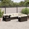 vidaXL Patio Sofa Set with Cushions Outdoor Furniture 10 Piece Poly Rattan - Brown and Cream - 2 of 4