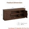 Farmhouse TV Stand for 70/75 in TVs, 65 in Long Entertainment Center w/ 2 Door &Open Storage Shelf, Rustic Fluted Television Consoles Stands - 2 of 4