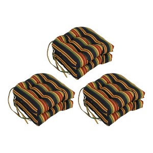 Blazing Needles, 16-inch Spun Polyester Patterned Outdoor U-shaped Tufted Chair Cushions (Set of 6) - 1 of 2