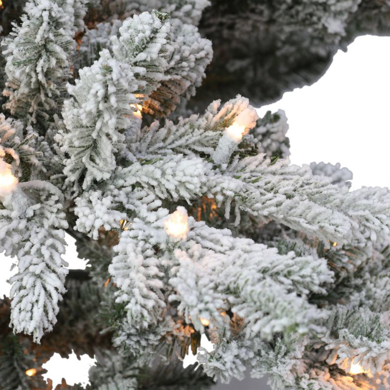 Puleo 7.5&#39; Pre-Lit Flocked Utah Fir Artificial Christmas Tree Clear Lights, 4 of 5