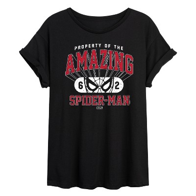 Women's Marvel Property Of Spider Man Oversized Graphic T-Shirt - Black - X-Large