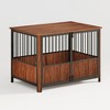 JUJABU Walnut Fluted Wood Dog Crate with Double Door, Decorative Pet House & Side End Table (Small/Medium Dogs) - 2 of 4