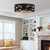 Parrot Uncle 21" Black Integrated LED Indoor Flush Mount Caged 3-Blade Ceiling Fan, Retro - 4 of 4