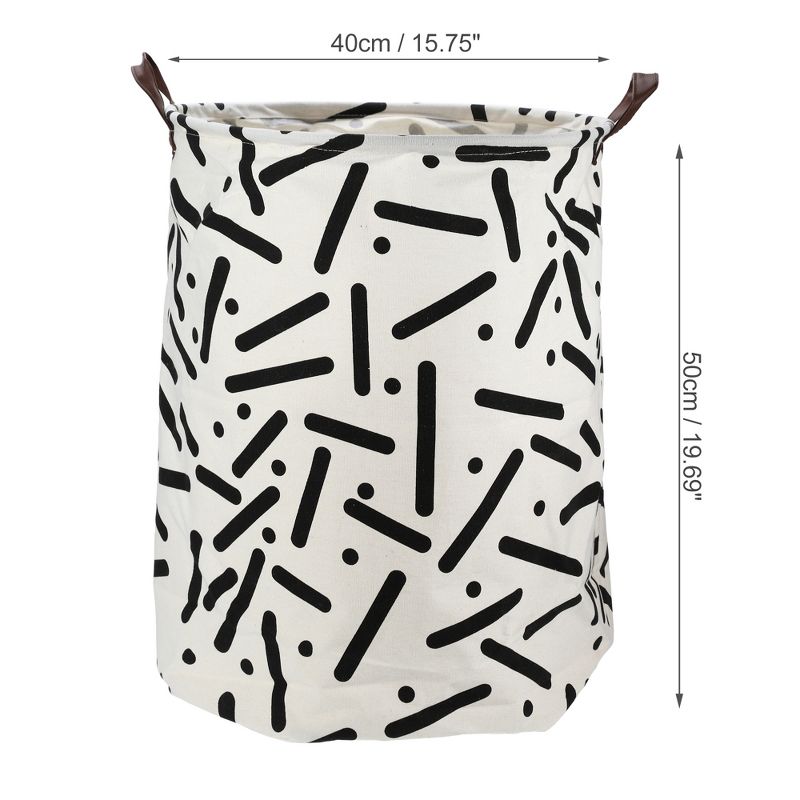 Unique Bargains 3661 Cubic-in Foldable Cylindrical Laundry Basket Black 1 Pc Cylindrical Dot, 3 of 7