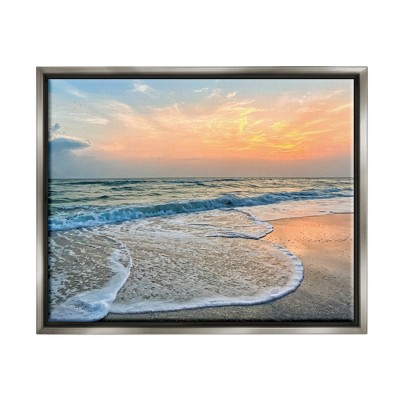 Stupell Industries Vast Panoramic Beach Layered Waves Framed Canvas