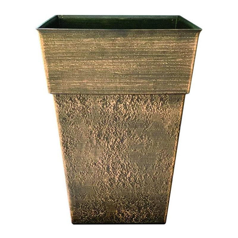 The HC Companies Avino 16 Inch Square Plastic Accent Outdoor Flower Planter Pot for Garden, Patio, Porch, Deck, or Balcony, Celtic Bronze (4 Pack), 2 of 7