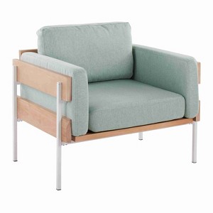 CAVINAS Polyester Accent Chair with Mid-Height Back and Wood Panel,Cozy Upholstered Living Room Chairs,Reading Chairs for Living Room,Green - 1 of 4