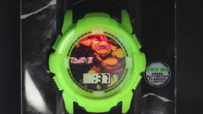 Boys&#39; Teenage Mutant Ninja Turtles LCD Watch - Green, 5 of 9, play video
