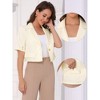 INSPIRE CHIC Women's Business Casual Short Sleeve One Button Notched Collar Work Cropped Blazer - 2 of 4