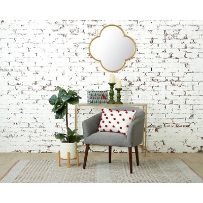 Ruby Dot Red and White Embroidered Rectangular Throw Pillow