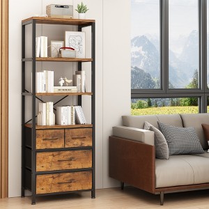 KTMBDW Industrial Bookshelves and Bookcases with 3 Drawers, 3 Shelf Display Storage Shelves 68.5 in Tall Bookcase for Home Office, Living Room - 1 of 4