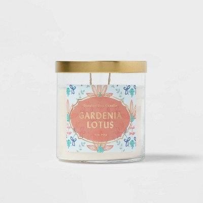 15.1oz Lidded Glass Jar 2-Wick Candle Gardenia Lotus - Opalhouse™