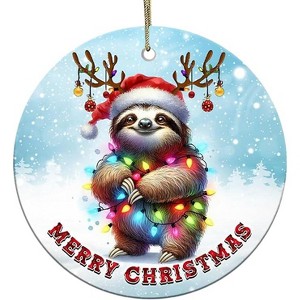 Lomsoe Christmas Ornament Sloth Ceramic Christmas Ornament, Ceramic Tree Ornament for Sloth Lovers, Hanging Ornament for Friends, Family - 1 of 1