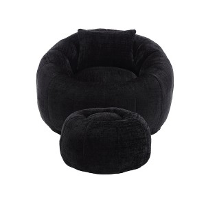 Cesicia Modern Extra Large Round Bean Bag Chair with Footrest, Chenille Fabric Lazy Sofa with Pillow, for Indoor use - 1 of 4