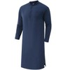 Men's Long - Sleeve Henley Shirt, Basic Solid - Color Mid - Length Tunic Top with Button Placket & Chest Pocket - 2 of 4