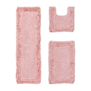 Shaggy Border Collection 3-Piece Bath Rug Set 100% Cotton Tufted Weave Ruffle Border Pattern Bathroom Rug for Machine Washable Bathmat - 1 of 4