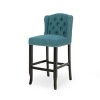 31 Inch Bar Stools Set Of 2,Fabric Upholstered Kitchen Chairs With Tufted Wingback,Armless Living Room Chairs,Rubberwood Dining Bar-Cuddlewood - 4 of 4